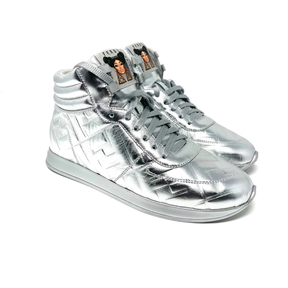 Fendi Nicki Minaj collab silver high top sneaker
